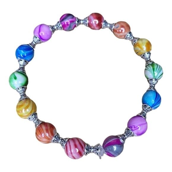 Handcrafted Acrylic Bead Stretch Bracelet NWT - Picture 3 of 3